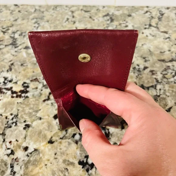 CARTIER Oxblood Red Leather Logo Small Wallet 💯 AUTHENTIC - Picture 10 of 13